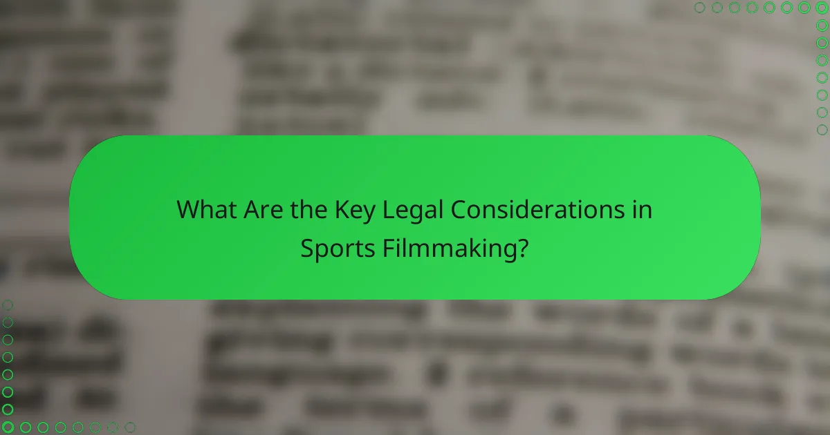 What Are the Key Legal Considerations in Sports Filmmaking?